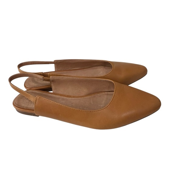 Madewell Shoes - Madewell The Margot Flat Sling Back Size 6.5 Tan Leather Dress Casual Comfort